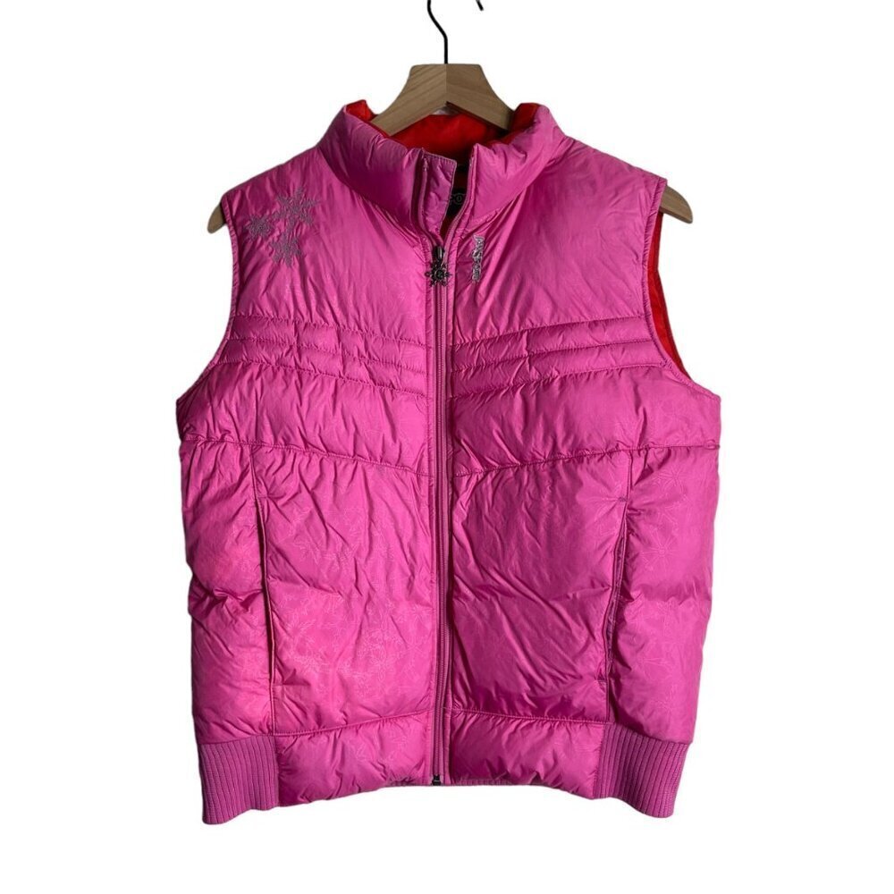 Vintage JanSport Girls XL Pink Puffer Vest – Full Zip, Nylon, Inner Pockets